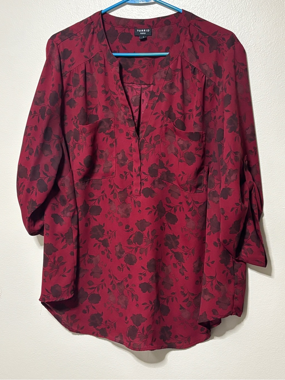 Torrid Women's Harper Red Floral Tunic Blouse